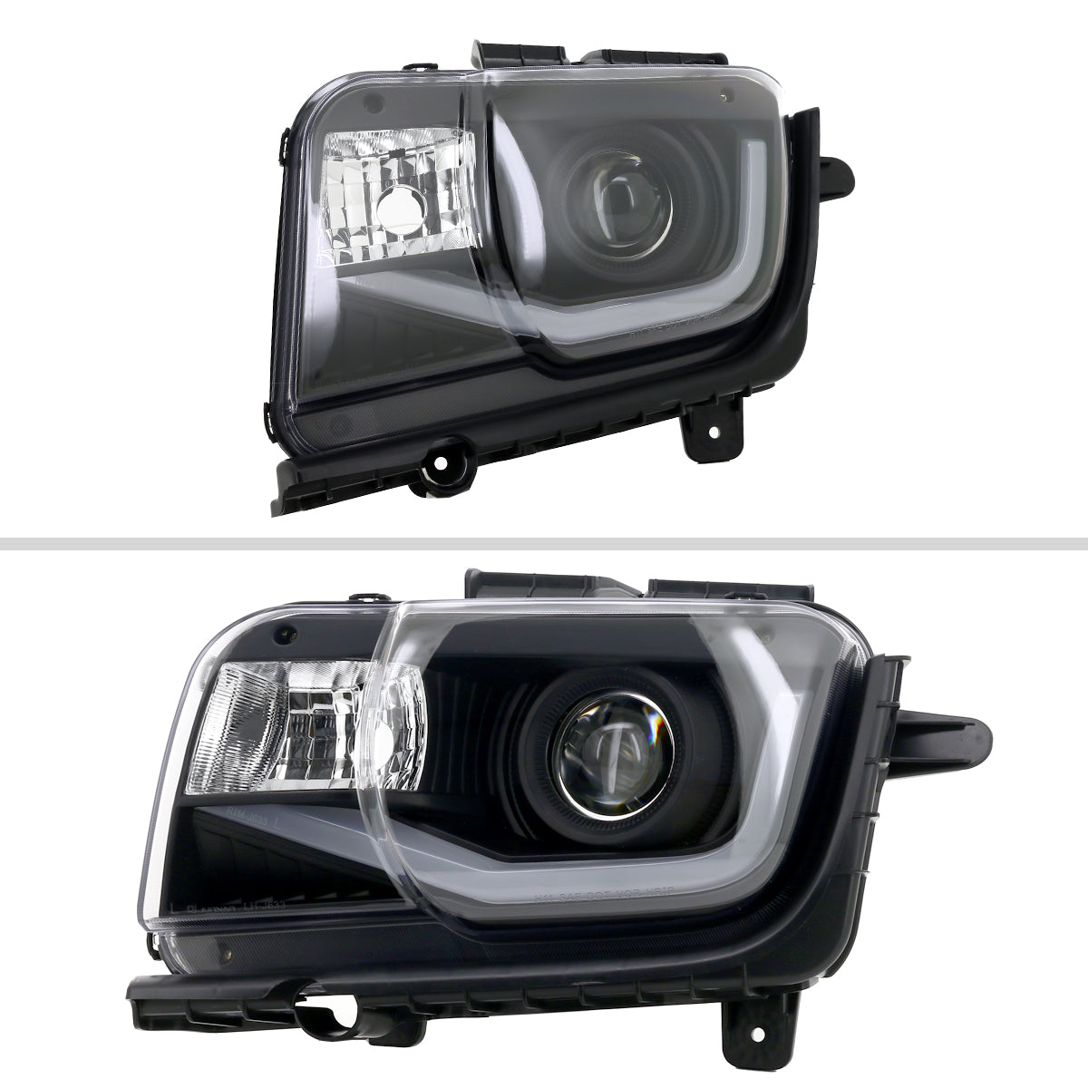 2010-2013 Chevrolet Camaro 5th Gen LED Bar Projector Headlights (Matte Black Housing / Clear Lens)