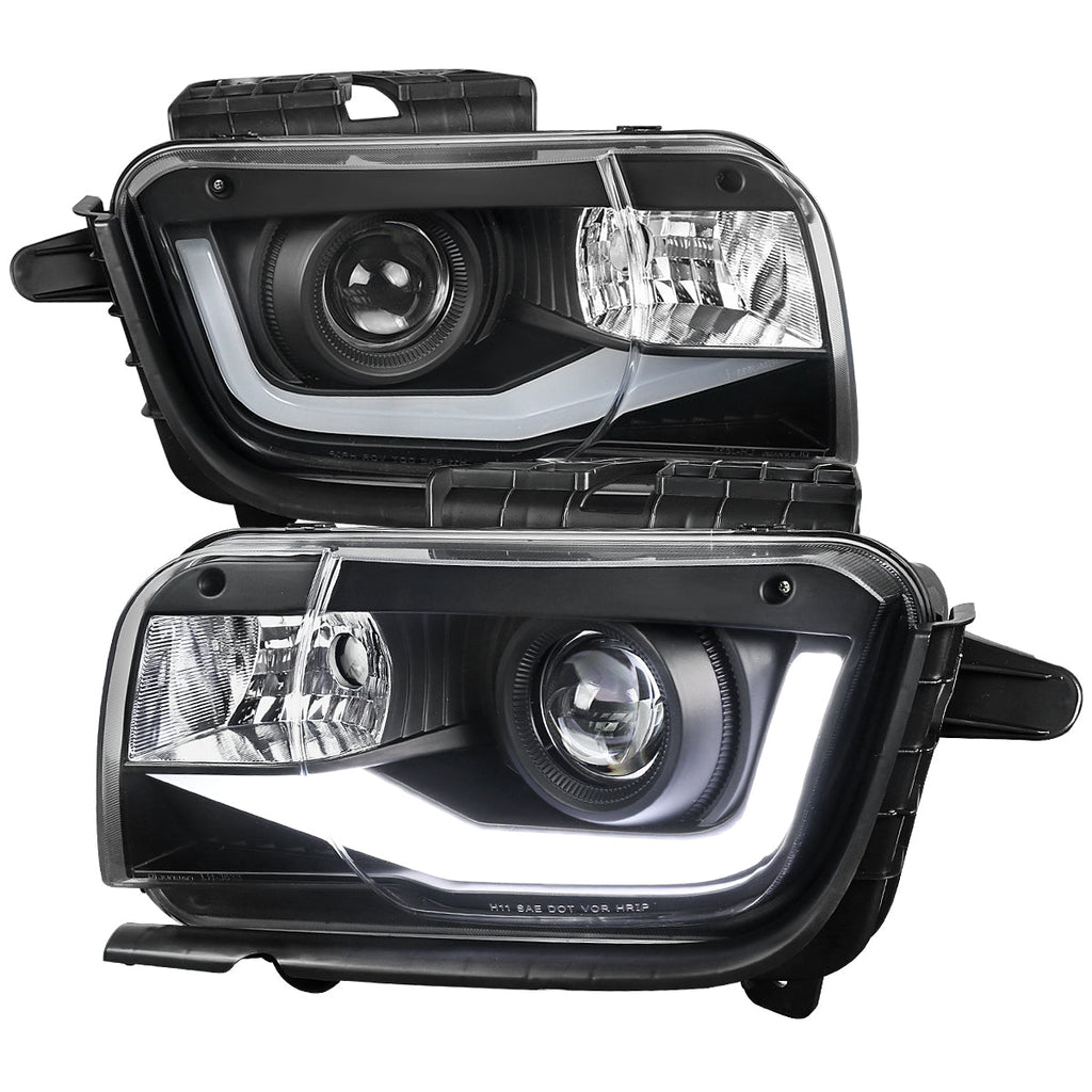 2010-2013 Chevrolet Camaro 5th Gen LED Bar Projector Headlights (Matte Black Housing / Clear Lens)