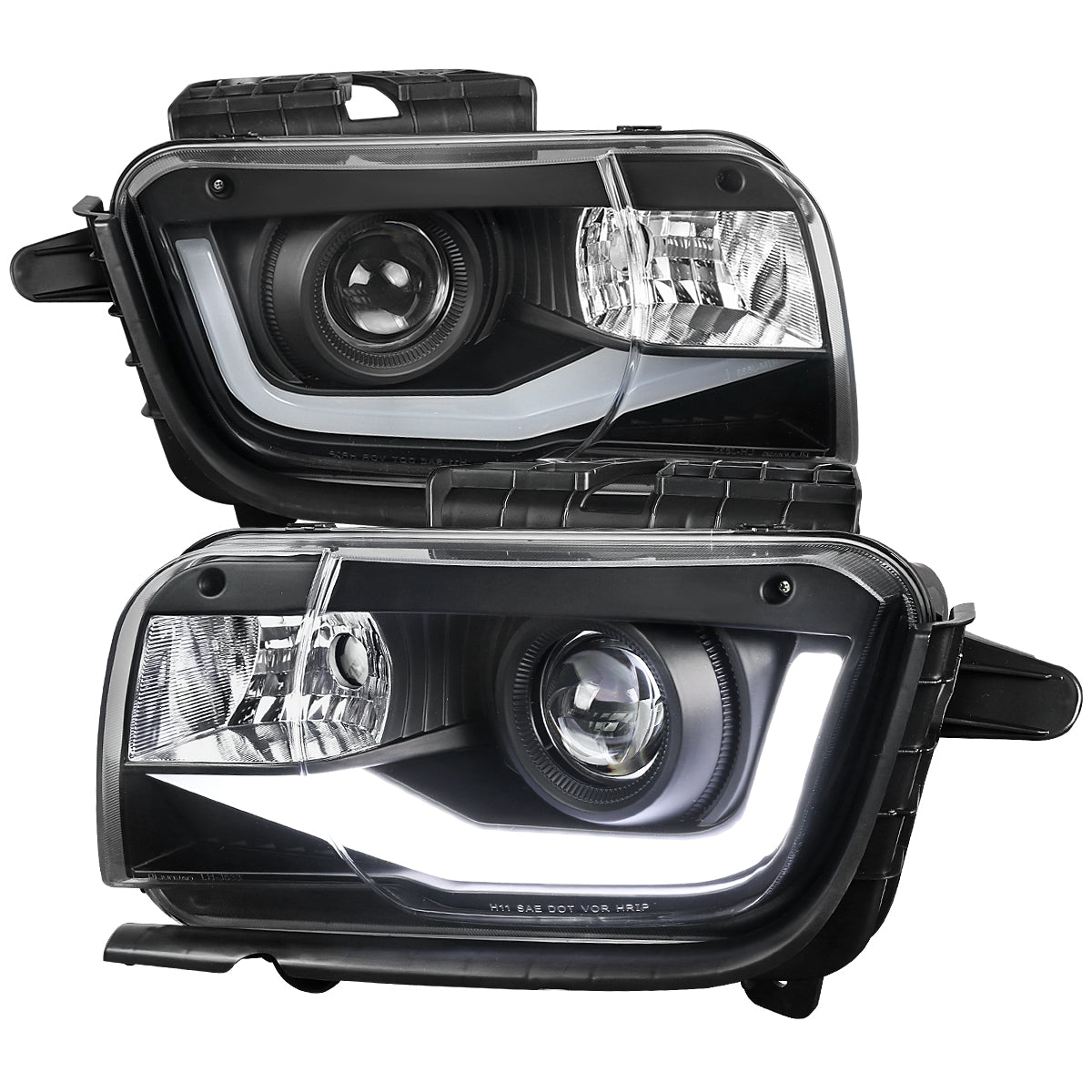 2010-2013 Chevrolet Camaro 5th Gen LED Bar Projector Headlights (Matte Black Housing / Clear Lens)