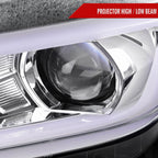 2014-2015 Chevrolet Camaro 5th Gen LED Strip Projector Headlights w/ Sequential Turn Signal Lights (Chrome Housing / Clear Lens)