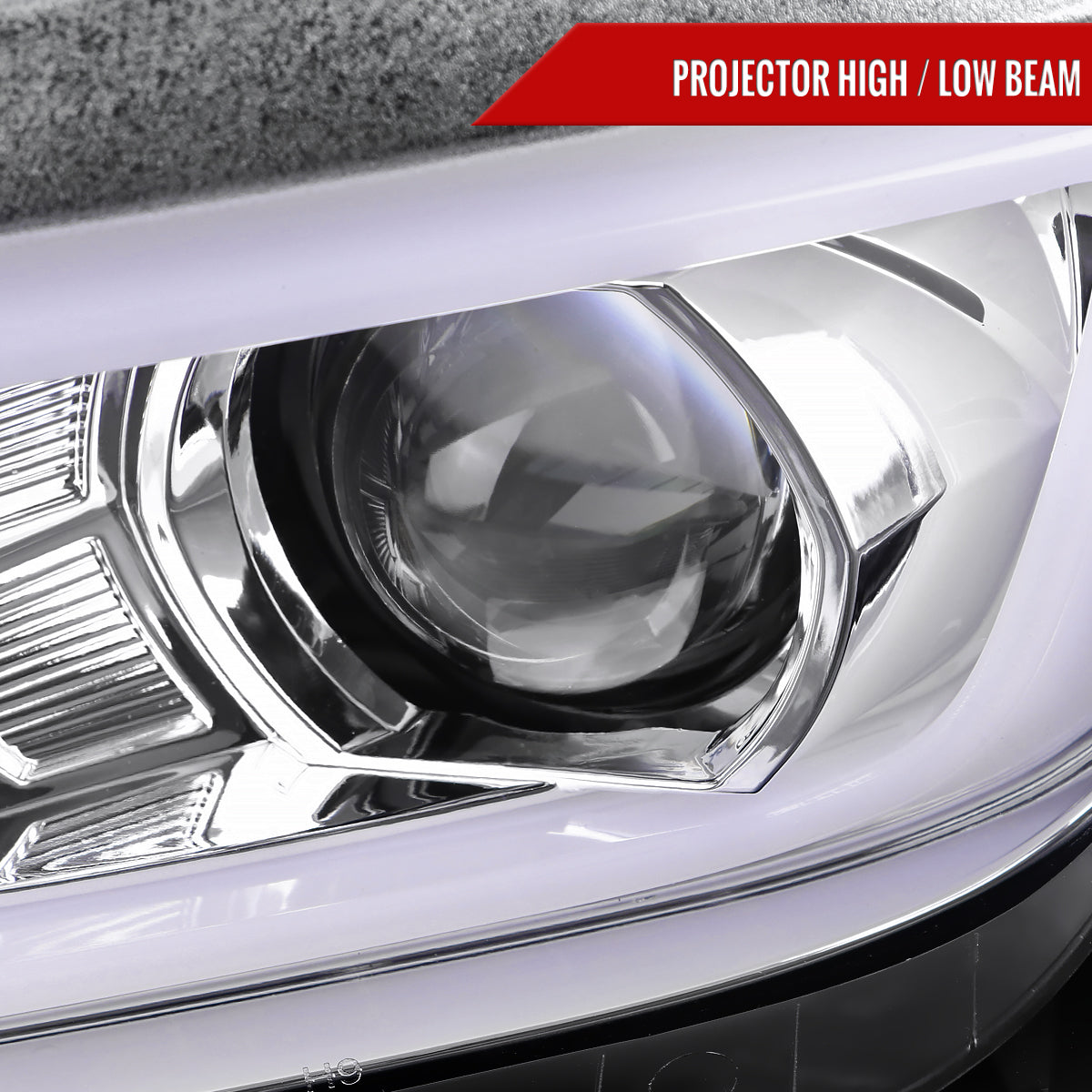 2014-2015 Chevrolet Camaro 5th Gen LED Strip Projector Headlights w/ Sequential Turn Signal Lights (Chrome Housing / Clear Lens)