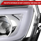 2014-2015 Chevrolet Camaro 5th Gen LED Strip Projector Headlights w/ Sequential Turn Signal Lights (Chrome Housing / Clear Lens)