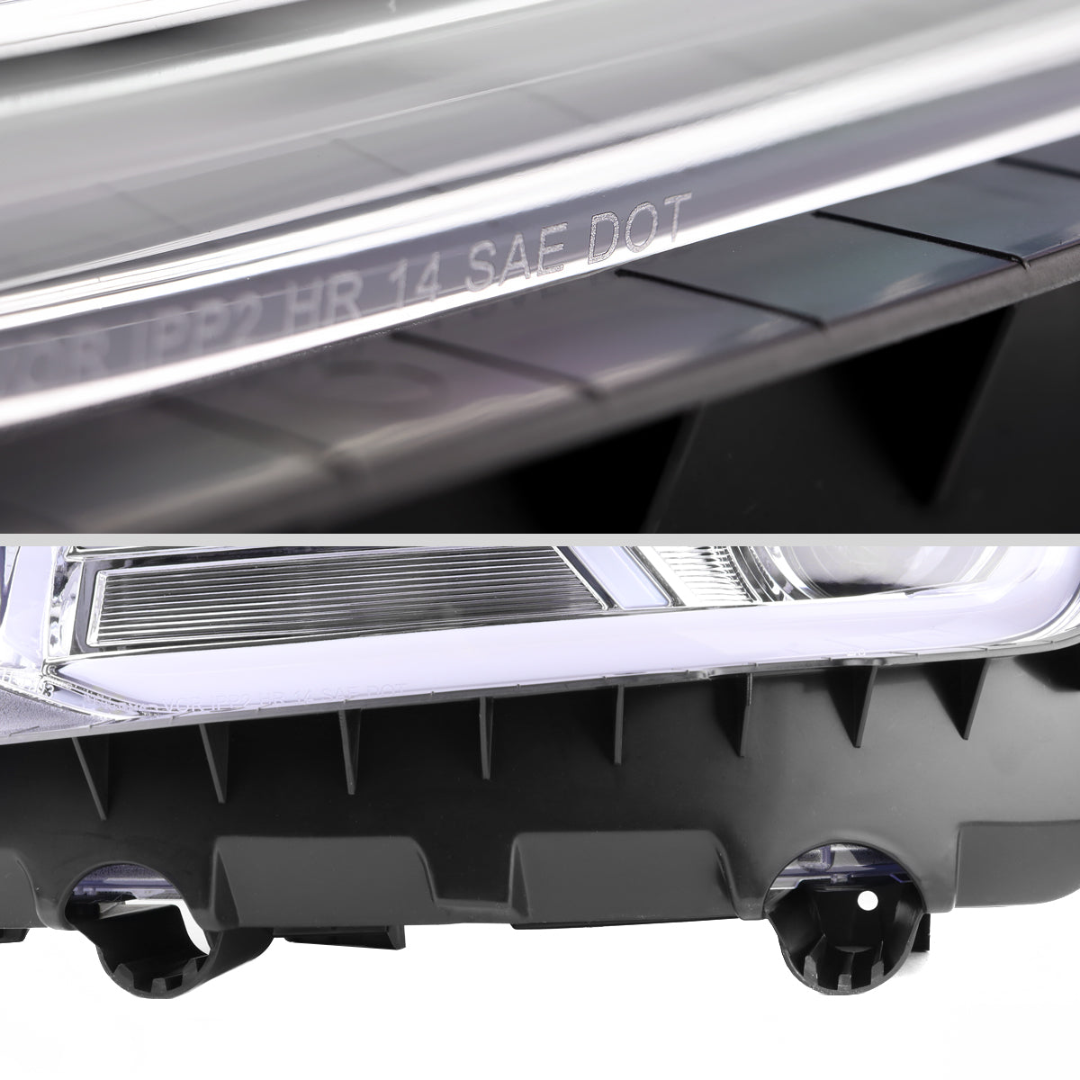 2014-2015 Chevrolet Camaro 5th Gen LED Strip Projector Headlights w/ Sequential Turn Signal Lights (Chrome Housing / Clear Lens)