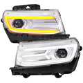 2014-2015 Chevrolet Camaro 5th Gen LED Strip Projector Headlights w/ Sequential Turn Signal Lights (Chrome Housing / Clear Lens)