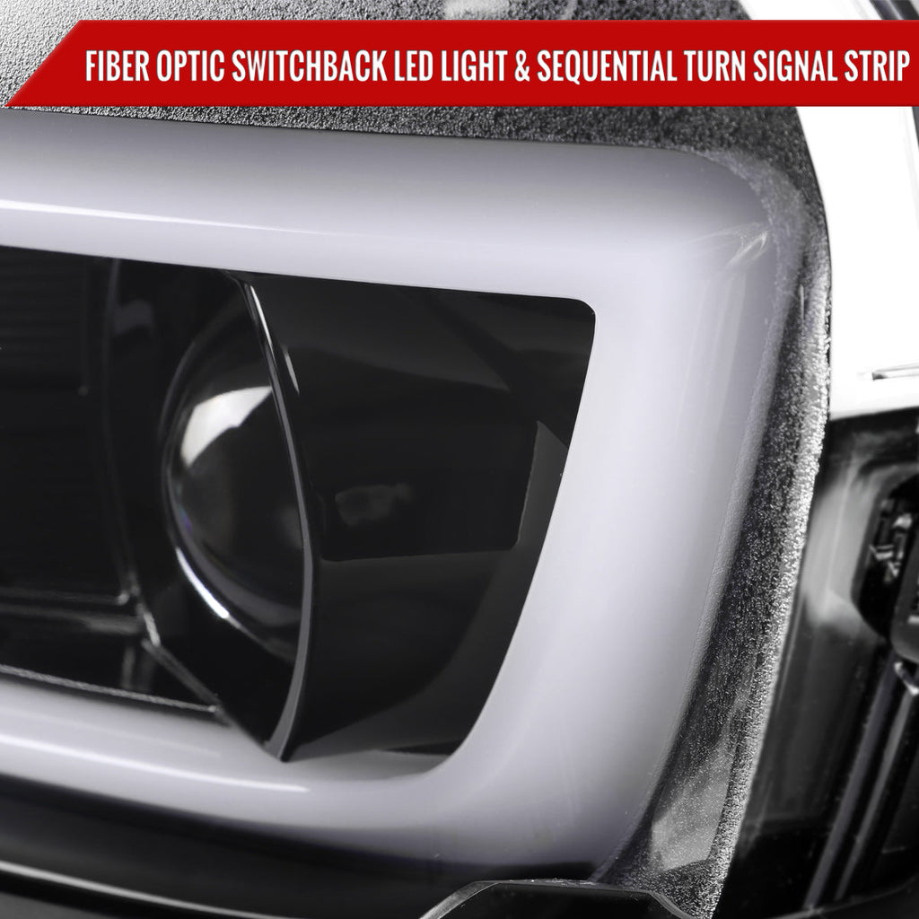 2014-2015 Chevrolet Camaro 5th Gen LED Strip Projector Headlights w/ Sequential Turn Signal Lights (Glossy Black Housing / Clear Lens)