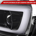 2014-2015 Chevrolet Camaro 5th Gen LED Strip Projector Headlights w/ Sequential Turn Signal Lights (Glossy Black Housing / Clear Lens)
