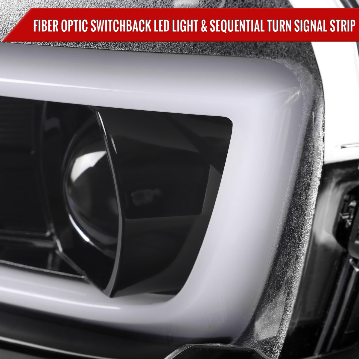 2014-2015 Chevrolet Camaro 5th Gen LED Strip Projector Headlights w/ Sequential Turn Signal Lights (Glossy Black Housing / Clear Lens)