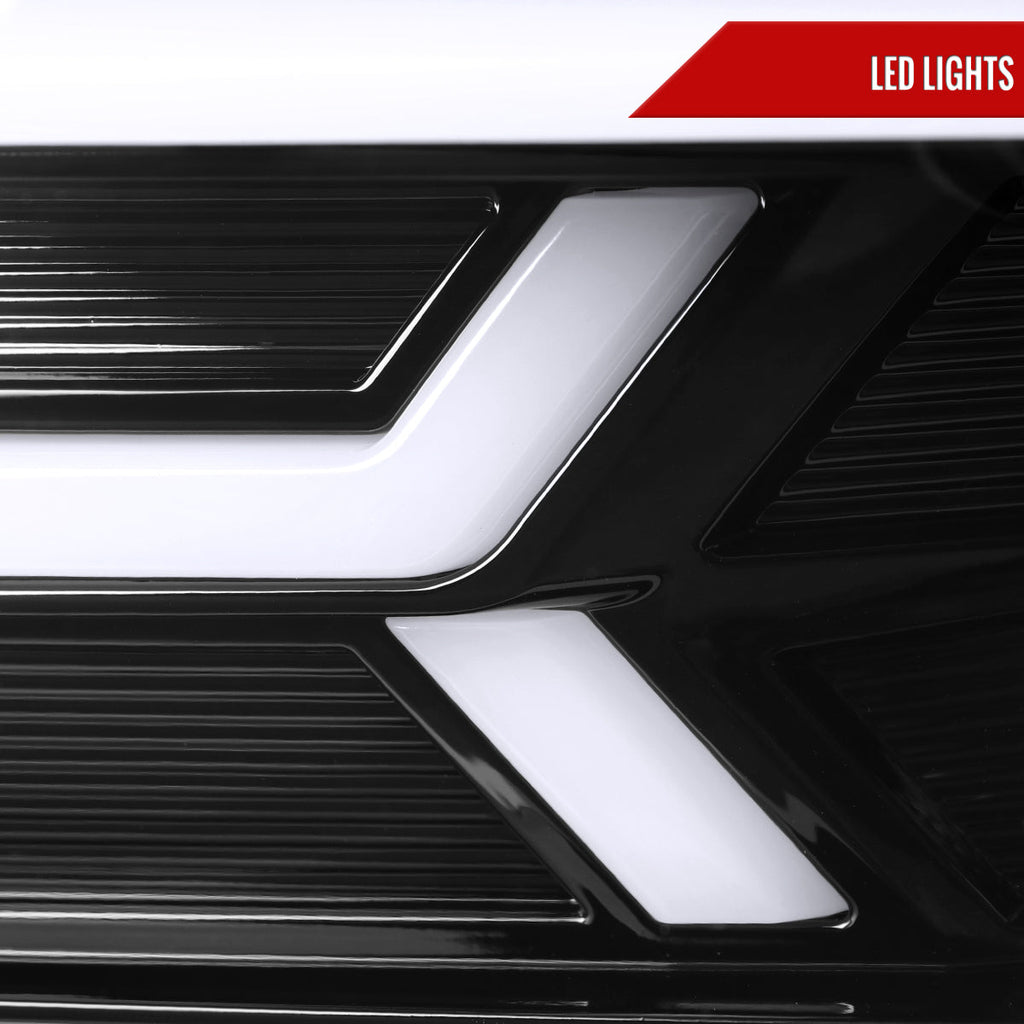 2014-2015 Chevrolet Camaro 5th Gen LED Strip Projector Headlights w/ Sequential Turn Signal Lights (Glossy Black Housing / Clear Lens)