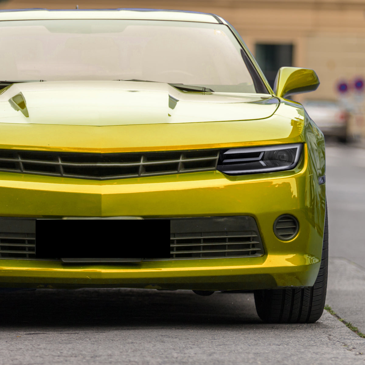 2014-2015 Chevrolet Camaro 5th Gen LED Strip Projector Headlights w/ Sequential Turn Signal Lights (Glossy Black Housing / Clear Lens)