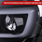 2014-2015 Chevrolet Camaro 5th Gen LED Strip Projector Headlights w/ Sequential Turn Signal Lights (Glossy Black Housing / Smoked Lens)