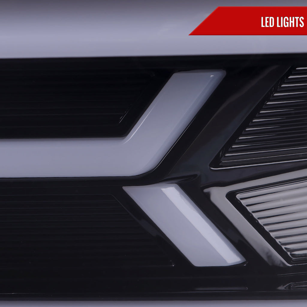 2014-2015 Chevrolet Camaro 5th Gen LED Strip Projector Headlights w/ Sequential Turn Signal Lights (Glossy Black Housing / Smoked Lens)