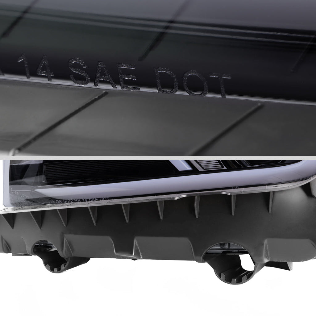 2014-2015 Chevrolet Camaro 5th Gen LED Strip Projector Headlights w/ Sequential Turn Signal Lights (Glossy Black Housing / Smoked Lens)