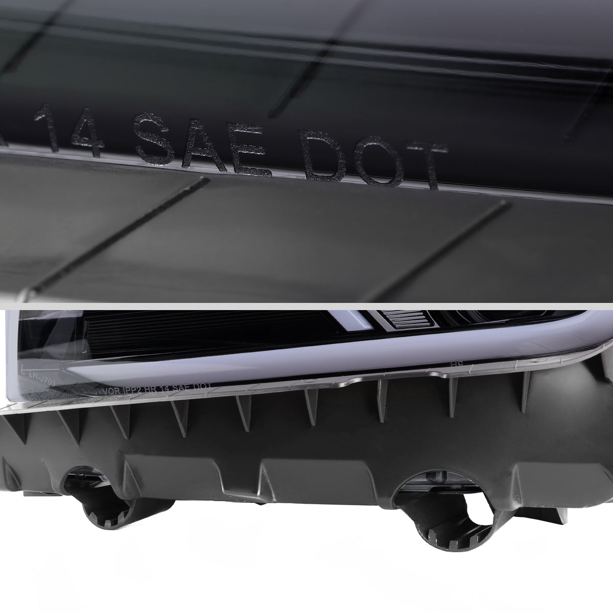 2014-2015 Chevrolet Camaro 5th Gen LED Strip Projector Headlights w/ Sequential Turn Signal Lights (Glossy Black Housing / Smoked Lens)