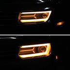 2014-2015 Chevrolet Camaro 5th Gen LED Strip Projector Headlights w/ Sequential Turn Signal Lights (Matte Black Housing / Clear Lens)