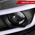 2014-2015 Chevrolet Camaro 5th Gen LED Strip Projector Headlights w/ Sequential Turn Signal Lights (Matte Black Housing / Clear Lens)