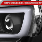 2014-2015 Chevrolet Camaro 5th Gen LED Strip Projector Headlights w/ Sequential Turn Signal Lights (Matte Black Housing / Clear Lens)