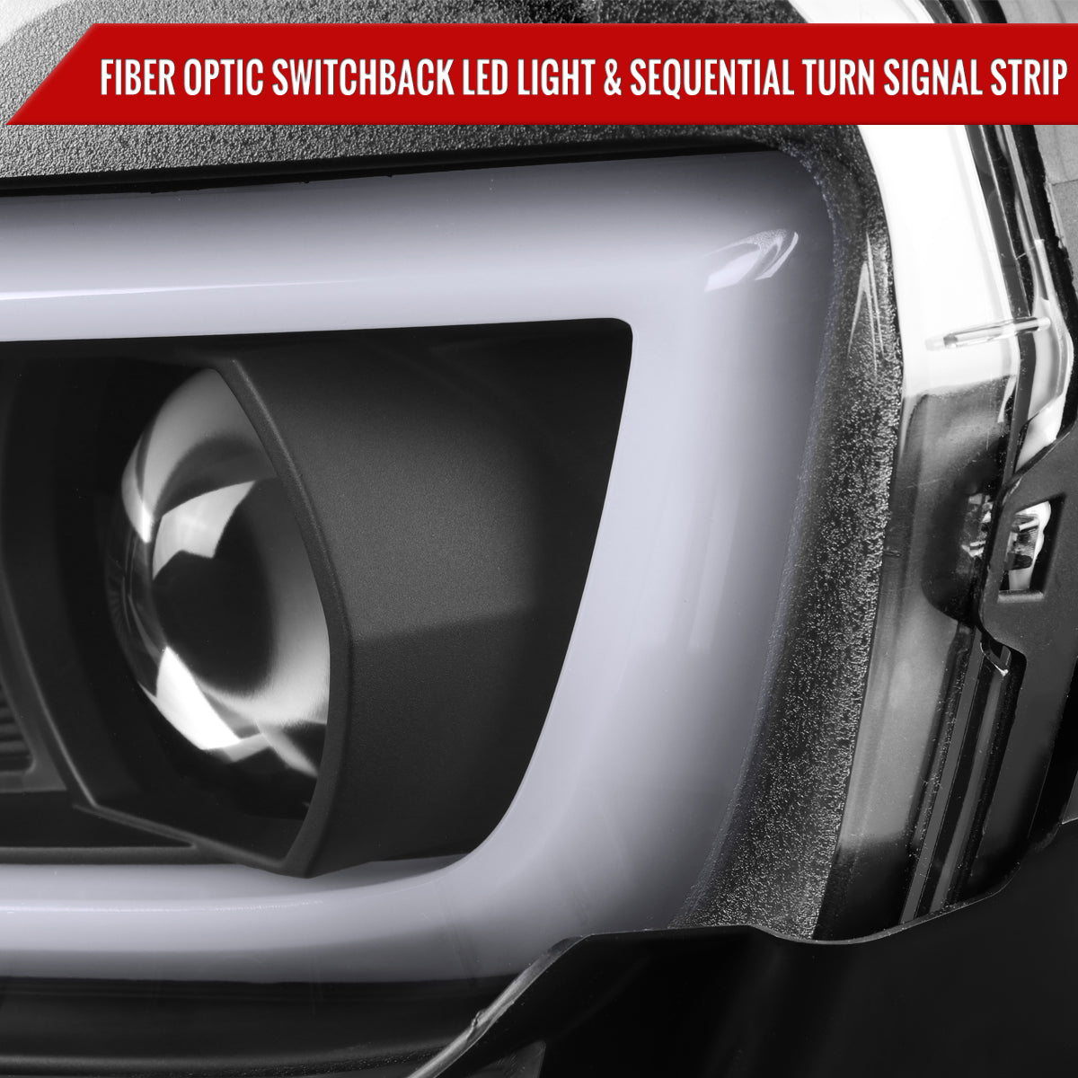 2014-2015 Chevrolet Camaro 5th Gen LED Strip Projector Headlights w/ Sequential Turn Signal Lights (Matte Black Housing / Clear Lens)