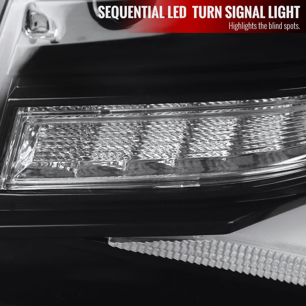 2014-2015 Chevrolet Camaro 5th Gen LED Strip D2H Xenon Projector Headlights w/ Sequential Turn Signal Lights (Black Housing / Clear Lens)