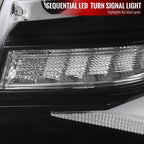 2014-2015 Chevrolet Camaro 5th Gen LED Strip D2H Xenon Projector Headlights w/ Sequential Turn Signal Lights (Black Housing / Clear Lens)