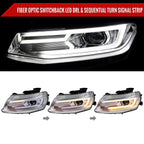 2016-2018 Chevrolet Camaro 6th Gen LED Strip Projector Headlights w/ Sequential Turn Signal Lights (Chrome Housing / Clear Lens)
