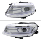 2016-2018 Chevrolet Camaro 6th Gen LED Strip Projector Headlights w/ Sequential Turn Signal Lights (Chrome Housing / Clear Lens)