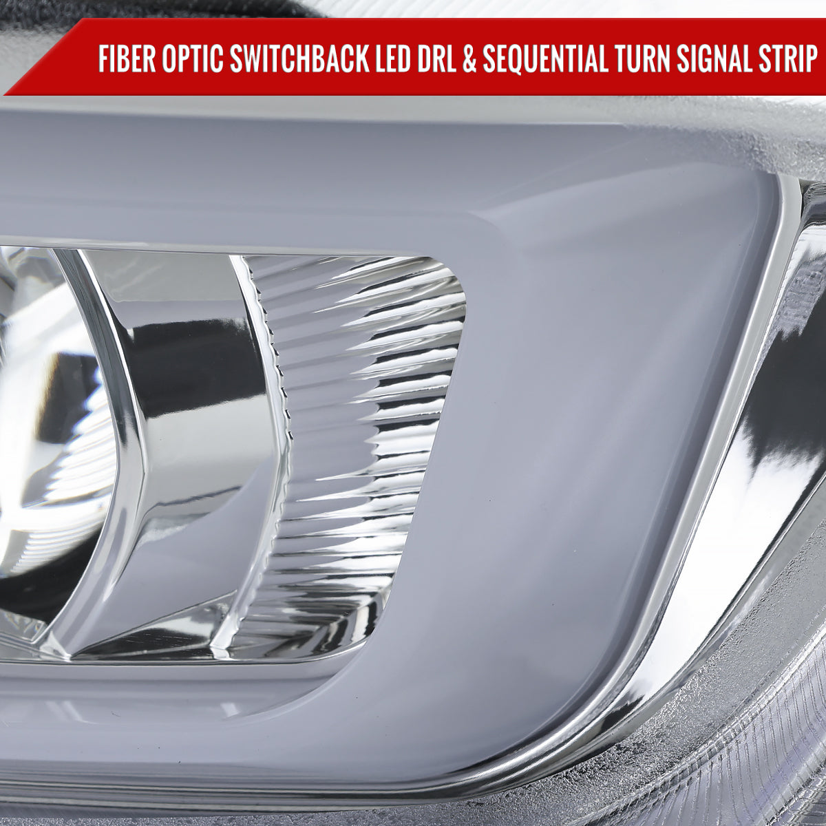 2016-2018 Chevrolet Camaro 6th Gen LED Strip Projector Headlights w/ Sequential Turn Signal Lights (Chrome Housing / Clear Lens)
