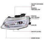 2016-2018 Chevrolet Camaro 6th Gen LED Strip Projector Headlights w/ Sequential Turn Signal Lights (Chrome Housing / Clear Lens)
