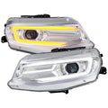 2016-2018 Chevrolet Camaro 6th Gen LED Strip Projector Headlights w/ Sequential Turn Signal Lights (Chrome Housing / Clear Lens)