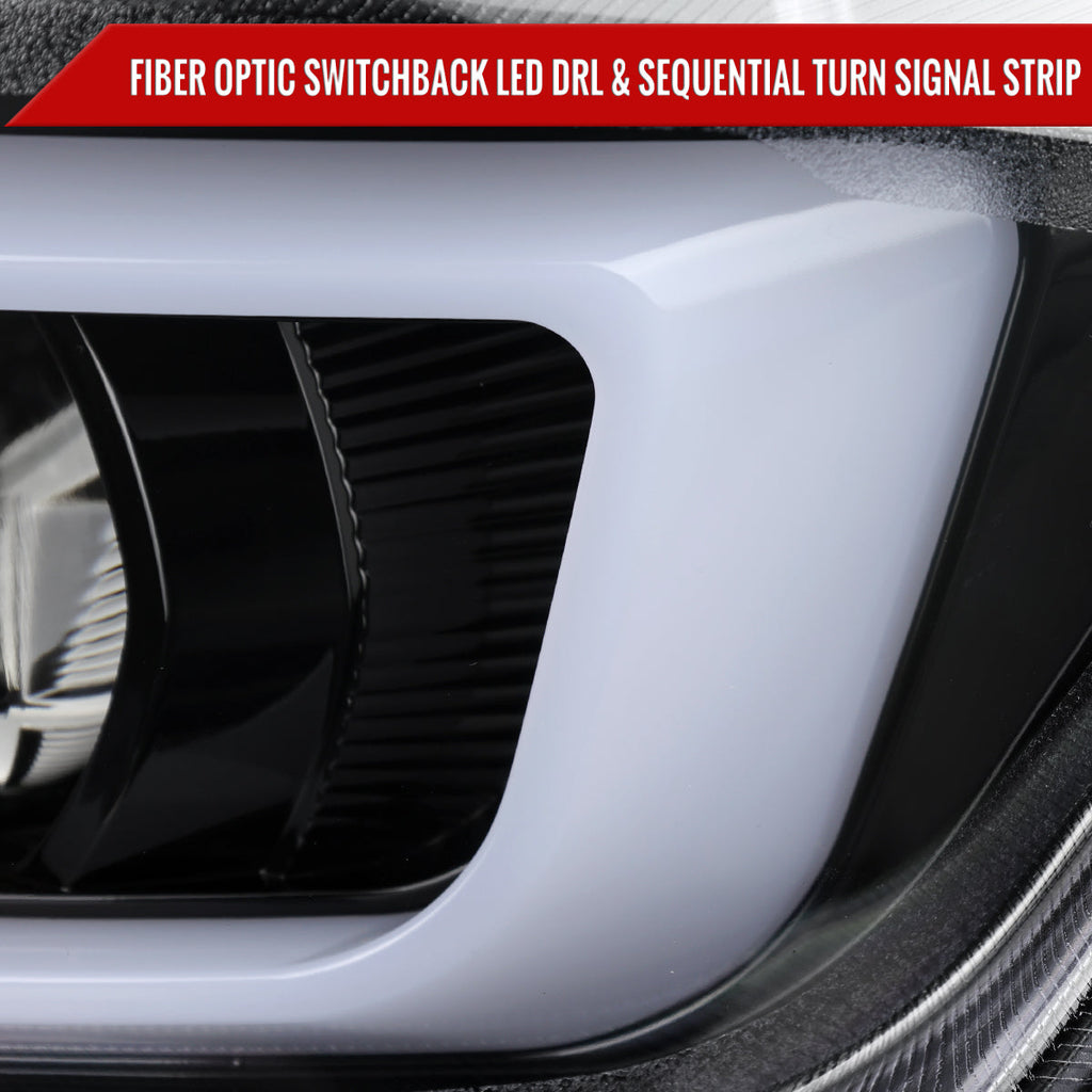 2016-2018 Chevrolet Camaro 6th Gen LED Strip Projector Headlights w/ Sequential Turn Signal Lights (Glossy Black Housing / Clear Lens)