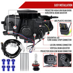 2016-2018 Chevrolet Camaro 6th Gen LED Strip Projector Headlights w/ Sequential Turn Signal Lights (Glossy Black Housing / Clear Lens)