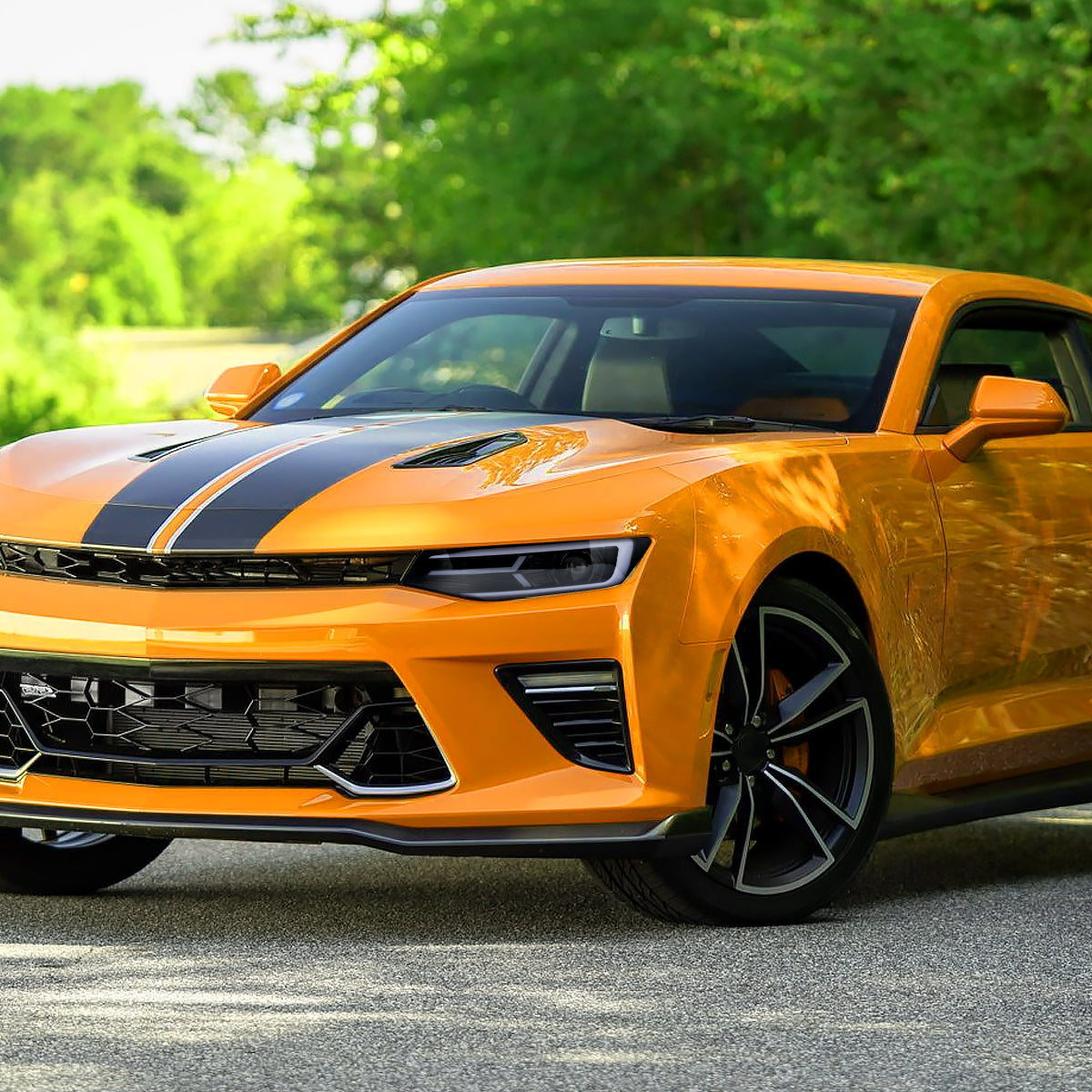 2016-2018 Chevrolet Camaro 6th Gen LED Strip Projector Headlights w/ Sequential Turn Signal Lights (Glossy Black Housing / Clear Lens)