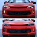 2016-2018 Chevrolet Camaro 6th Gen LED Strip Projector Headlights w/ Sequential Turn Signal Lights (Glossy Black Housing / Clear Lens)