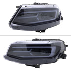 2016-2018 Chevrolet Camaro 6th Gen LED Strip Projector Headlights w/ Sequential Turn Signal Lights (Chrome Housing / Smoked Lens)