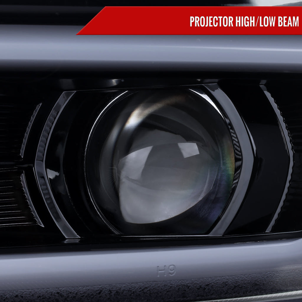 2016-2018 Chevrolet Camaro 6th Gen LED Strip Projector Headlights w/ Sequential Turn Signal Lights (Chrome Housing / Smoked Lens)