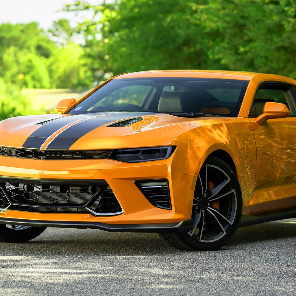 2016-2018 Chevrolet Camaro 6th Gen LED Strip Projector Headlights w/ Sequential Turn Signal Lights (Chrome Housing / Smoked Lens)