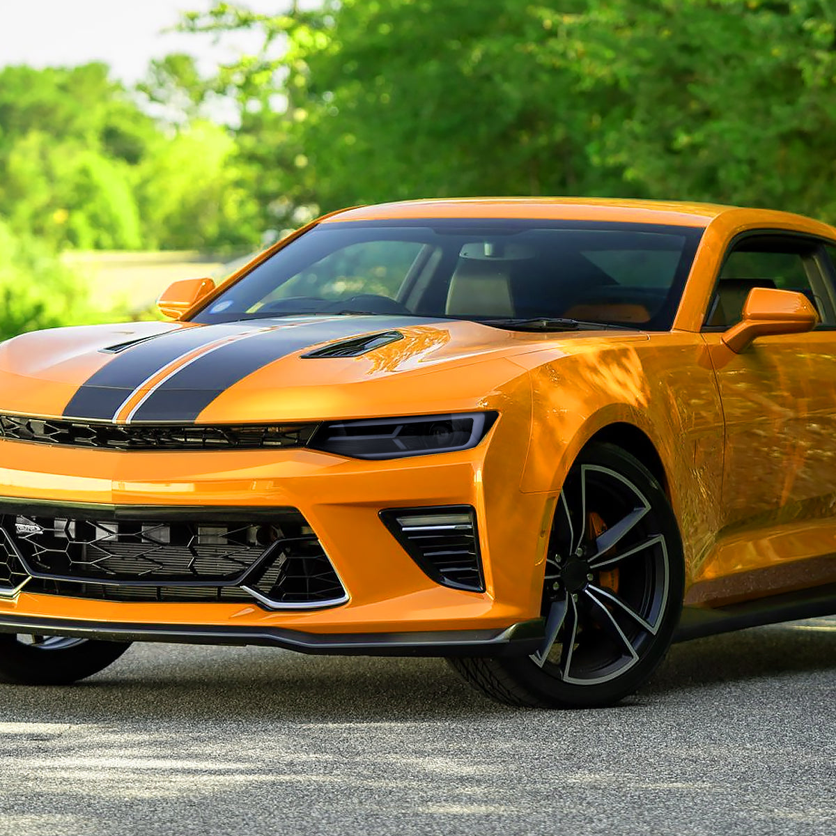 2016-2018 Chevrolet Camaro 6th Gen LED Strip Projector Headlights w/ Sequential Turn Signal Lights (Chrome Housing / Smoked Lens)
