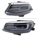 2016-2018 Chevrolet Camaro 6th Gen LED Strip Projector Headlights w/ Sequential Turn Signal Lights (Matte Black Housing / Clear Lens)