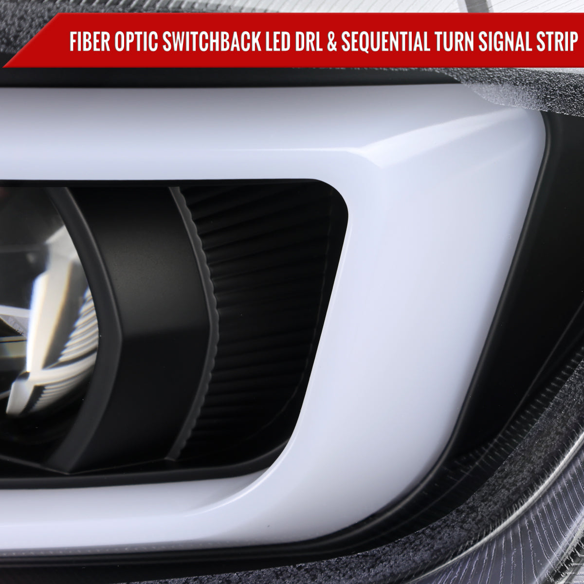 2016-2018 Chevrolet Camaro 6th Gen LED Strip Projector Headlights w/ Sequential Turn Signal Lights (Matte Black Housing / Clear Lens)