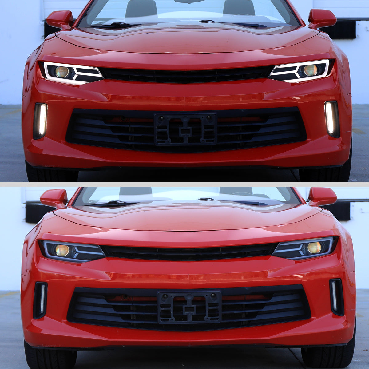 2016-2018 Chevrolet Camaro 6th Gen LED Strip Projector Headlights w/ Sequential Turn Signal Lights (Matte Black Housing / Clear Lens)