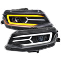 2016-2018 Chevrolet Camaro 6th Gen LED Strip Projector Headlights w/ Sequential Turn Signal Lights (Matte Black Housing / Clear Lens)