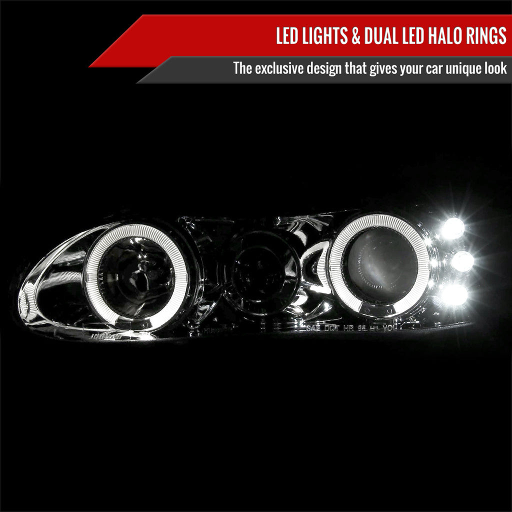 1998-2002 Chevrolet Camaro 4th Gen Dual Halo Projector Headlights (Chrome Housing / Clear Lens)