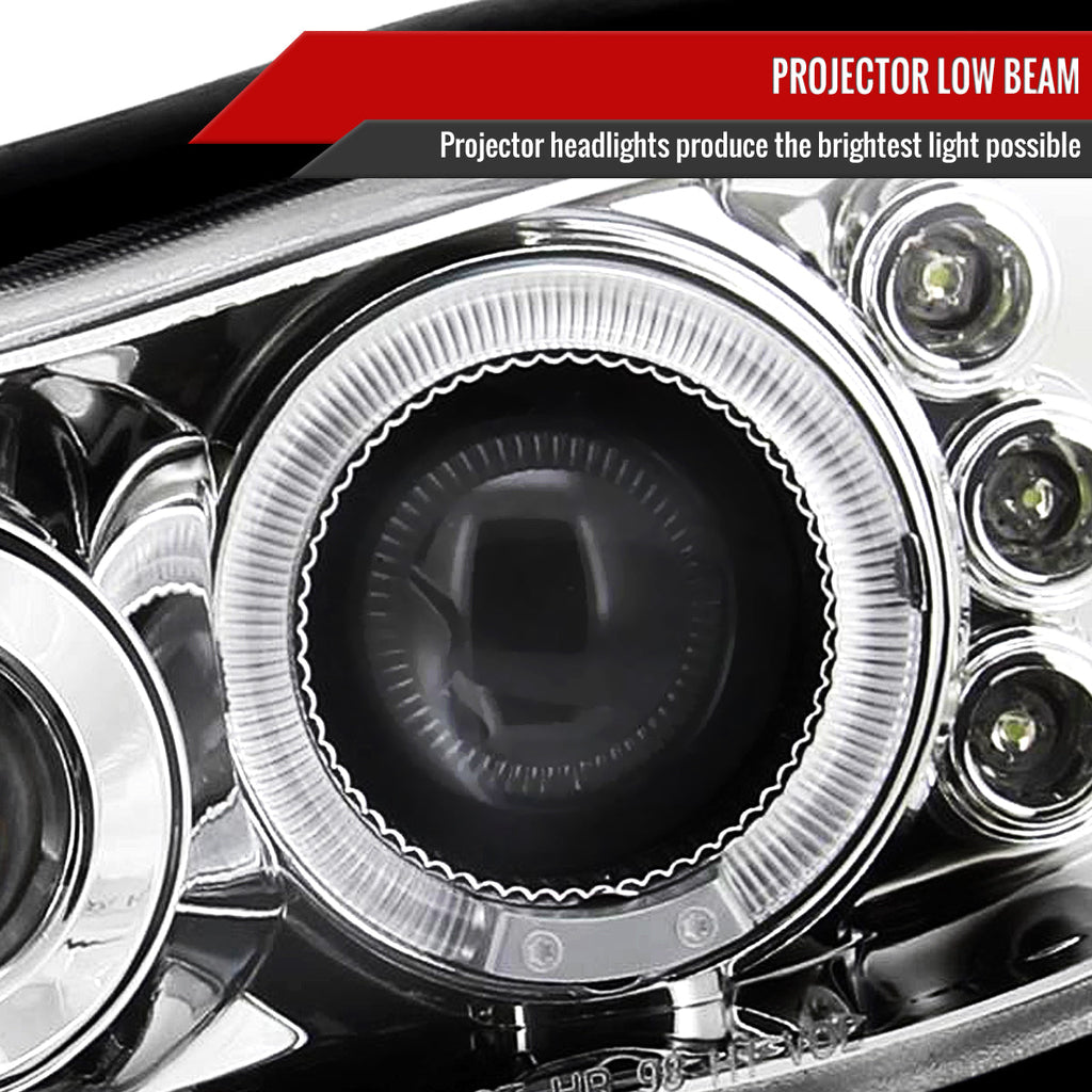 1998-2002 Chevrolet Camaro 4th Gen Dual Halo Projector Headlights (Chrome Housing / Clear Lens)