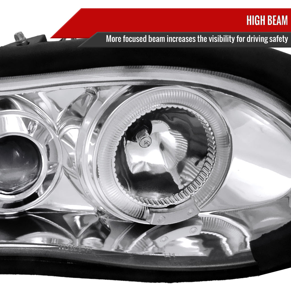 1998-2002 Chevrolet Camaro 4th Gen Dual Halo Projector Headlights (Chrome Housing / Clear Lens)