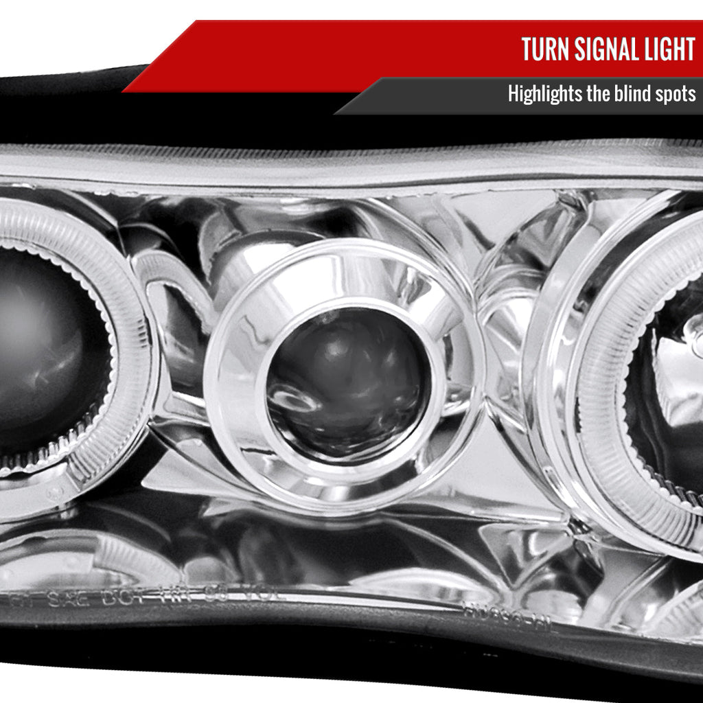 1998-2002 Chevrolet Camaro 4th Gen Dual Halo Projector Headlights (Chrome Housing / Clear Lens)