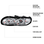 1998-2002 Chevrolet Camaro 4th Gen Dual Halo Projector Headlights (Chrome Housing / Clear Lens)