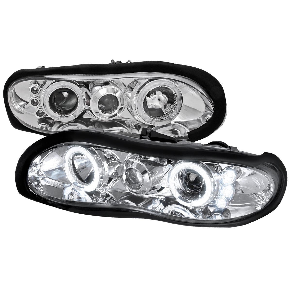 1998-2002 Chevrolet Camaro 4th Gen Dual Halo Projector Headlights (Chrome Housing / Clear Lens)