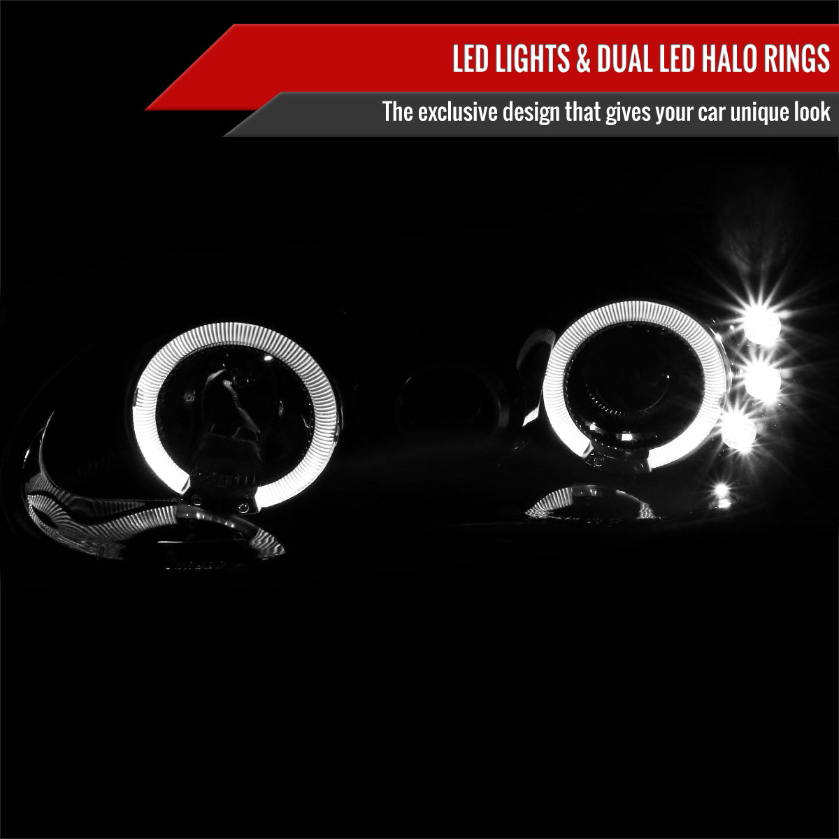1998-2002 Chevrolet Camaro 4th Gen Dual Halo Projector Headlights (Glossy Black Housing / Smoked Lens)