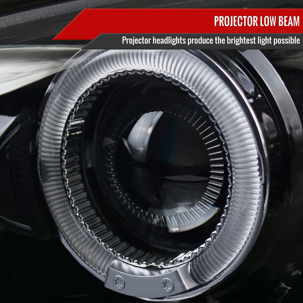 1998-2002 Chevrolet Camaro 4th Gen Dual Halo Projector Headlights (Glossy Black Housing / Smoked Lens)