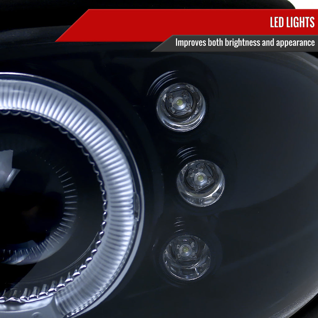 1998-2002 Chevrolet Camaro 4th Gen Dual Halo Projector Headlights (Glossy Black Housing / Smoked Lens)