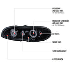 1998-2002 Chevrolet Camaro 4th Gen Dual Halo Projector Headlights (Glossy Black Housing / Smoked Lens)